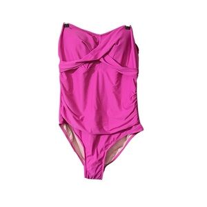 Kona Sol Fuchsia Twist-Front One-Piece Swimsuit